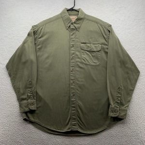 Woolrich Button Up Shirt Mens Large L Outdoors Hiking Camping Workwear Dad Green